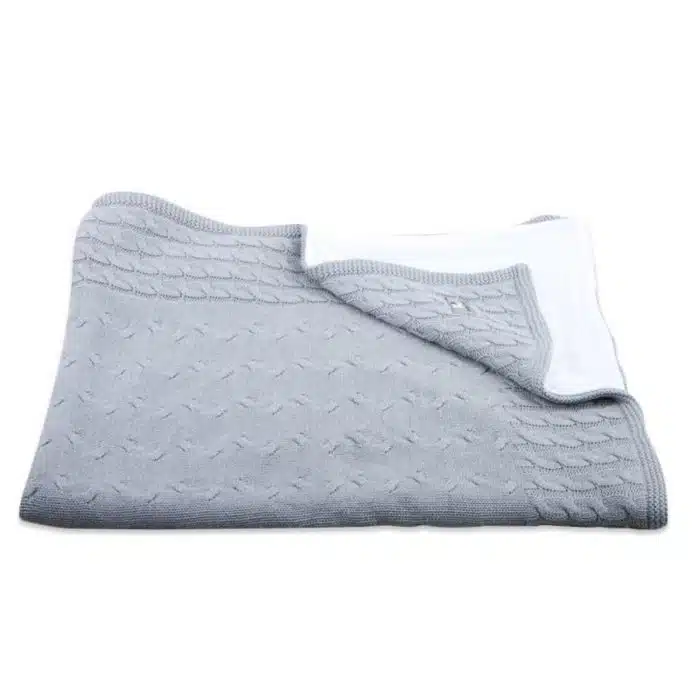 Baby's only cable ledikant deken chenille grijs