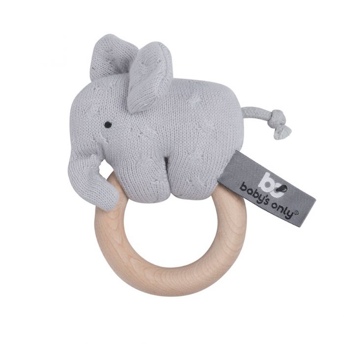Baby's only rammelaar olifant grijs