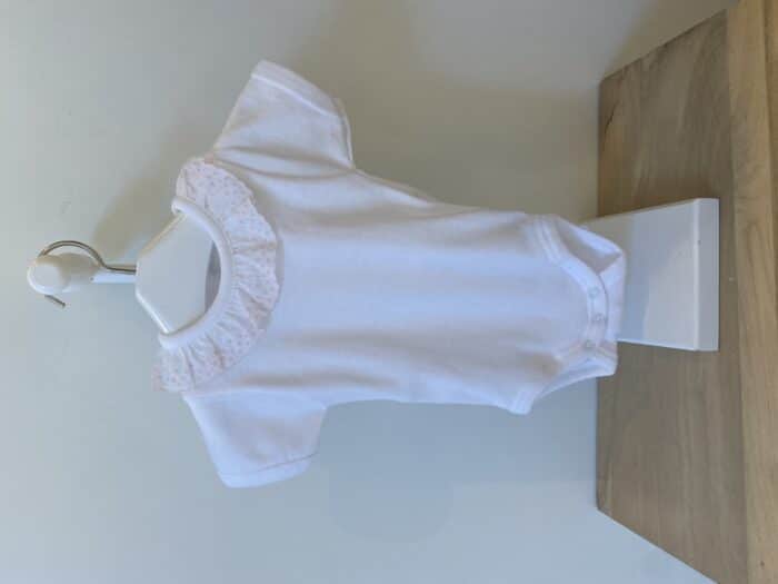 Babidu korte mouw romper kleine roezel wit/roze