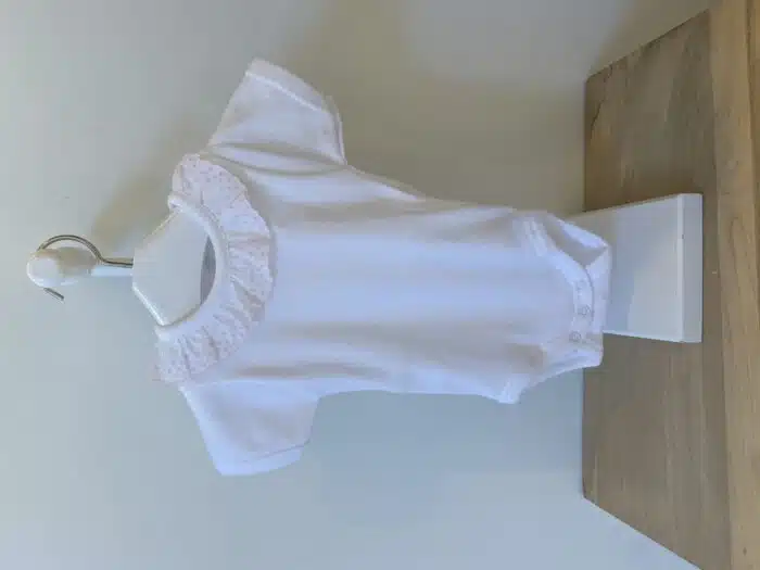Babidu korte mouw romper kleine roezel wit/roze