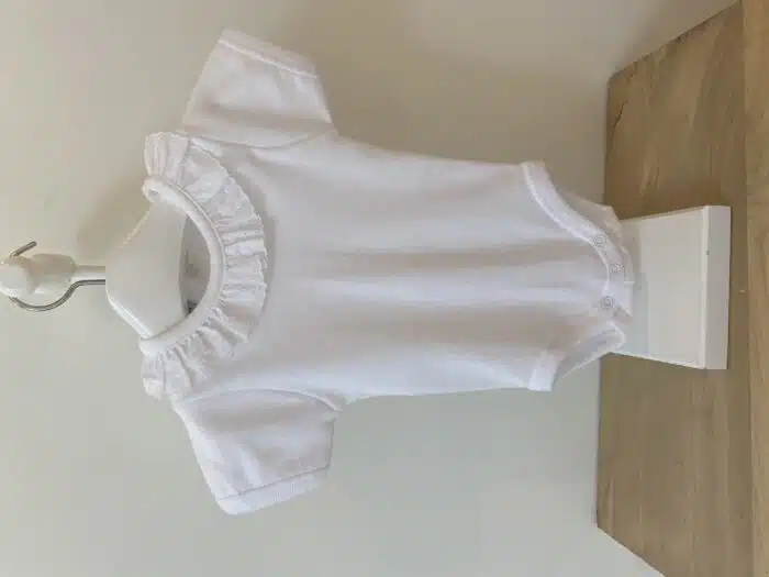 Babidu korte mouw romper kleine roezel wit