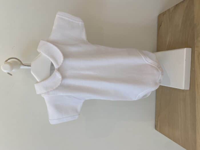 Babidu korte mouw romper ronde kraag wit/roze