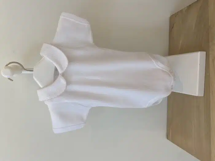 Babidu korte mouw romper ronde kraag wit/roze