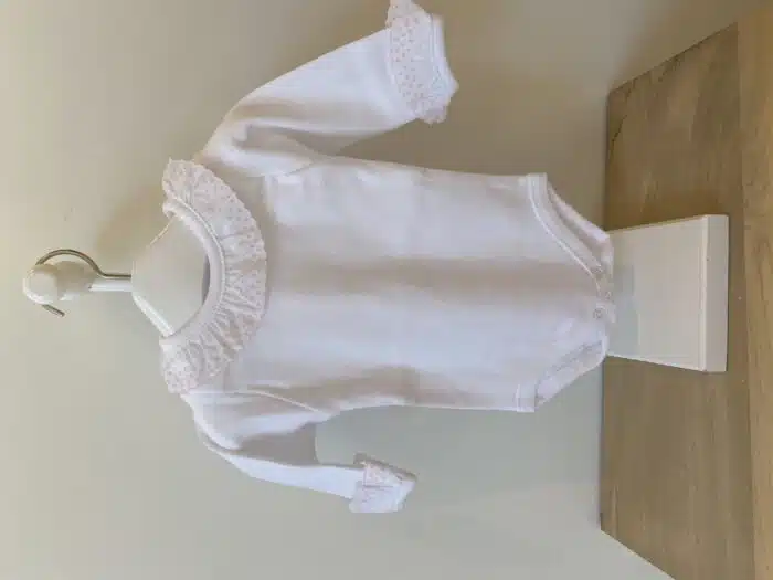 Babidu lange mouw romper kleine roezel wit/roze