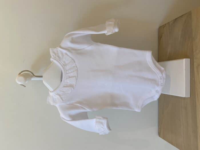 Babidu lange mouw romper kleine roezel wit
