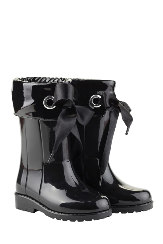 Igor regenlaars hoog met strik zwart - De Babyboetiek
