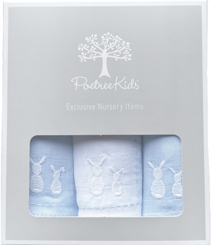 Poetree swaddle 3-pack blauw/wit