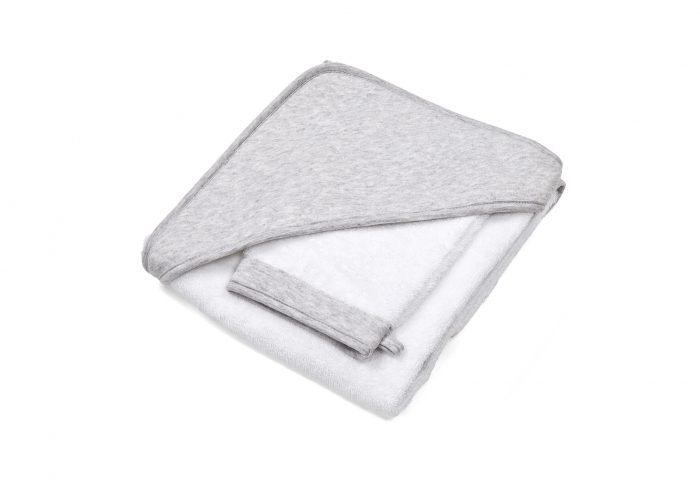 Poetree badcape+washandje Star grey melange