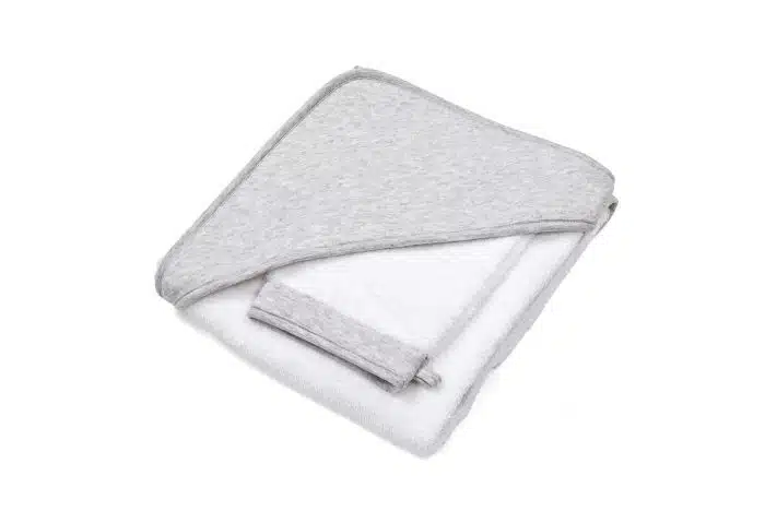 Poetree badcape+washandje Star grey melange