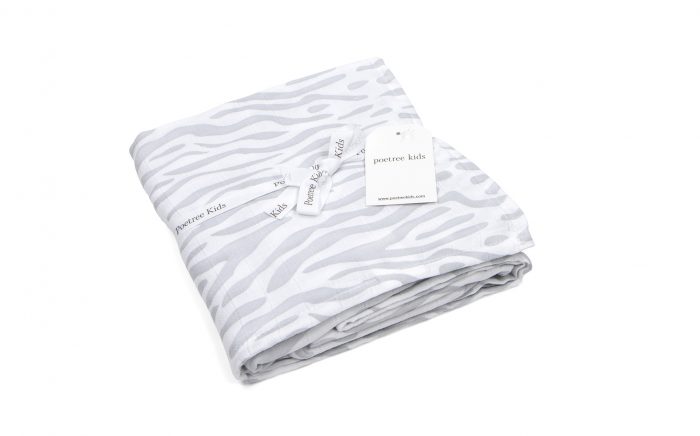 Poetree swaddle 120x120cm zebra/grijs