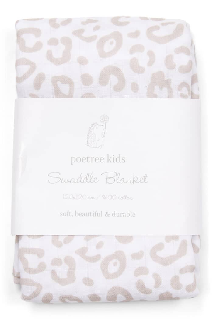 Poetree swaddle 120x120cm luipaard/camel