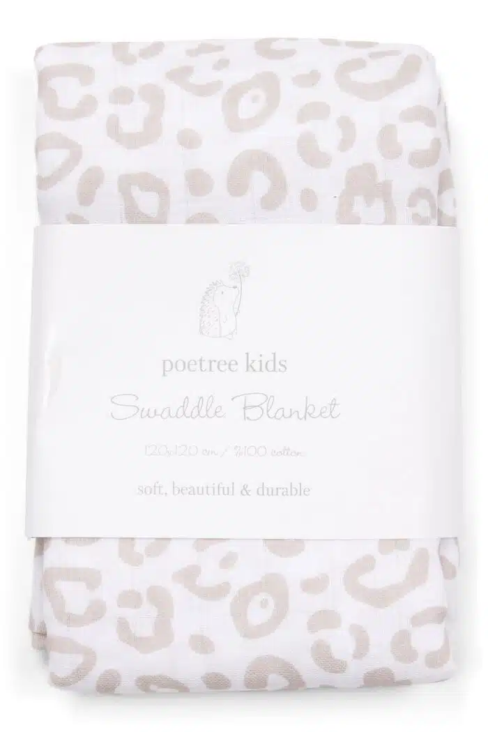 Poetree swaddle 120x120cm luipaard/camel
