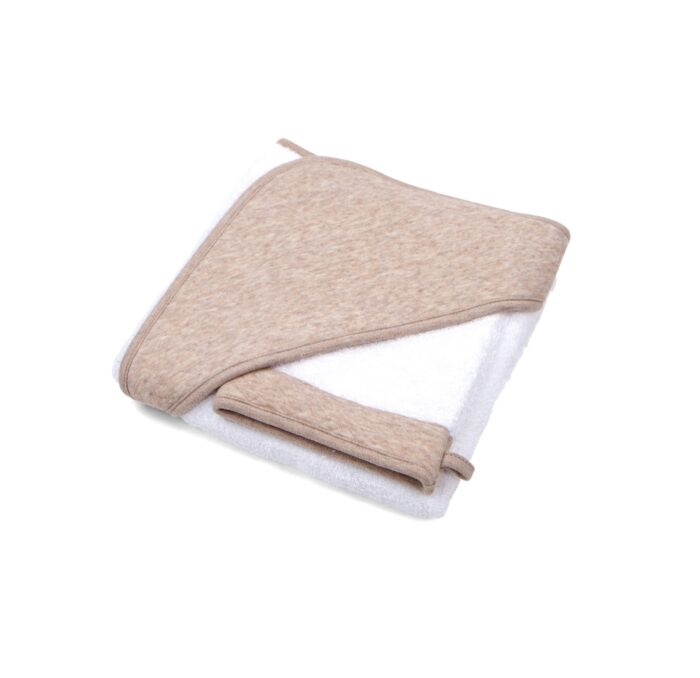 Poetree badcape+washandje Chevron camel