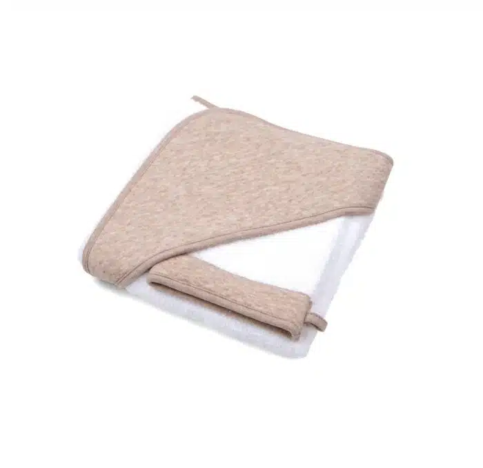Poetree badcape+washandje Chevron camel