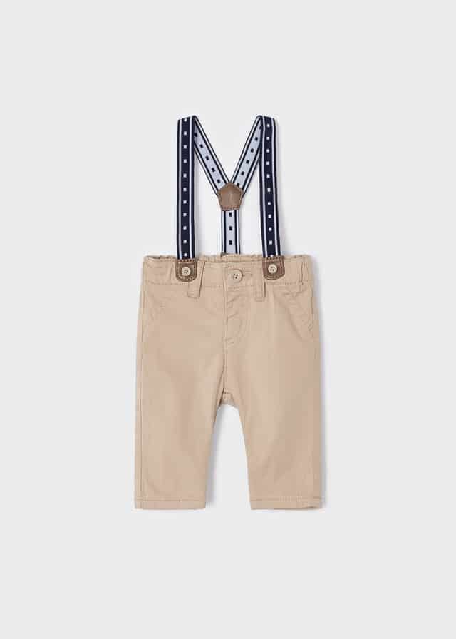 SALE baby broek met bretels camel - De Babyboetiek