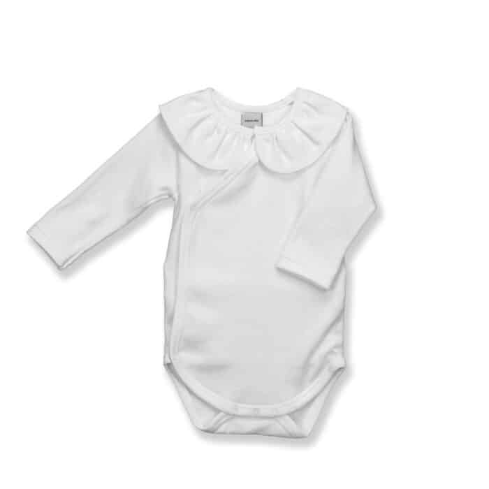Babidu basis overslag romper met roezel kraag wit