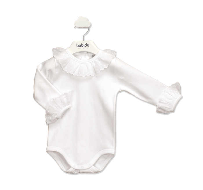 Babidu basis romper met roezel kraag wit (1199)