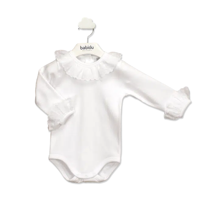 Babidu basis romper met roezel kraag wit (1199)