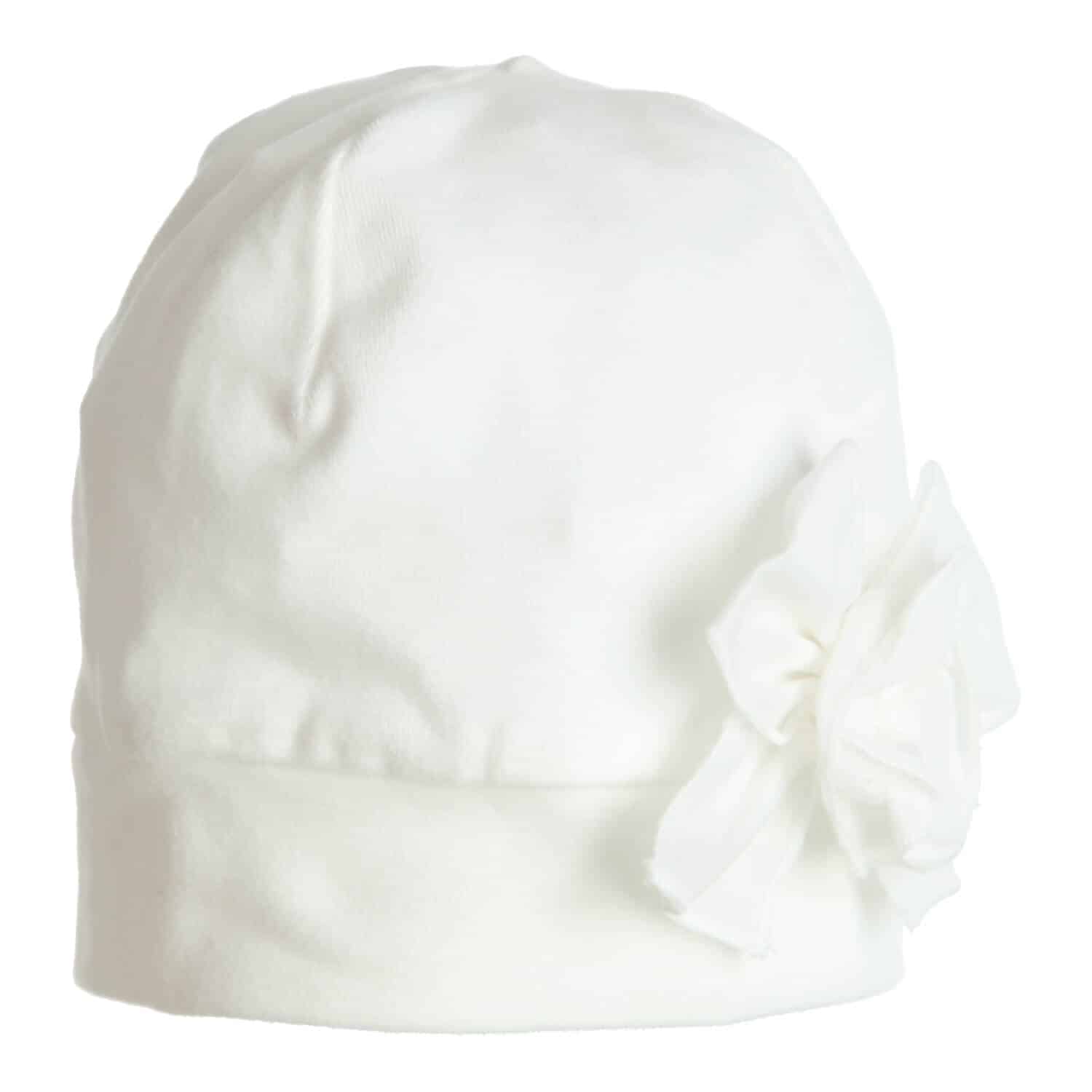 SALE Gymp baby muts met roosje creme De Babyboetiek