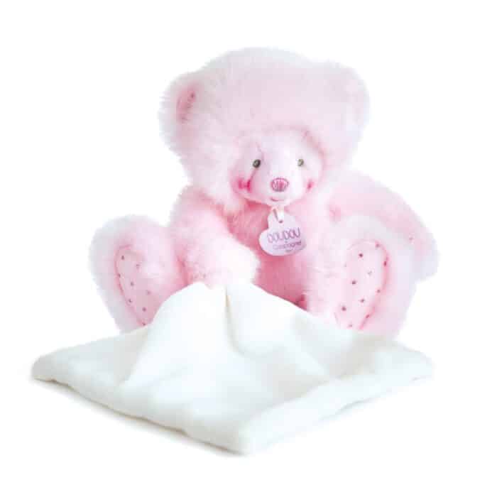 Doudou beer mimi met doekje roze