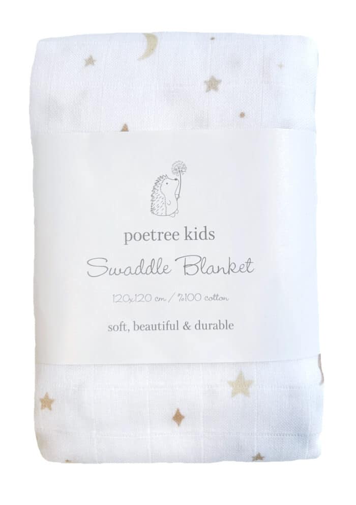 Poetree swaddle 120x120cm moons en stars