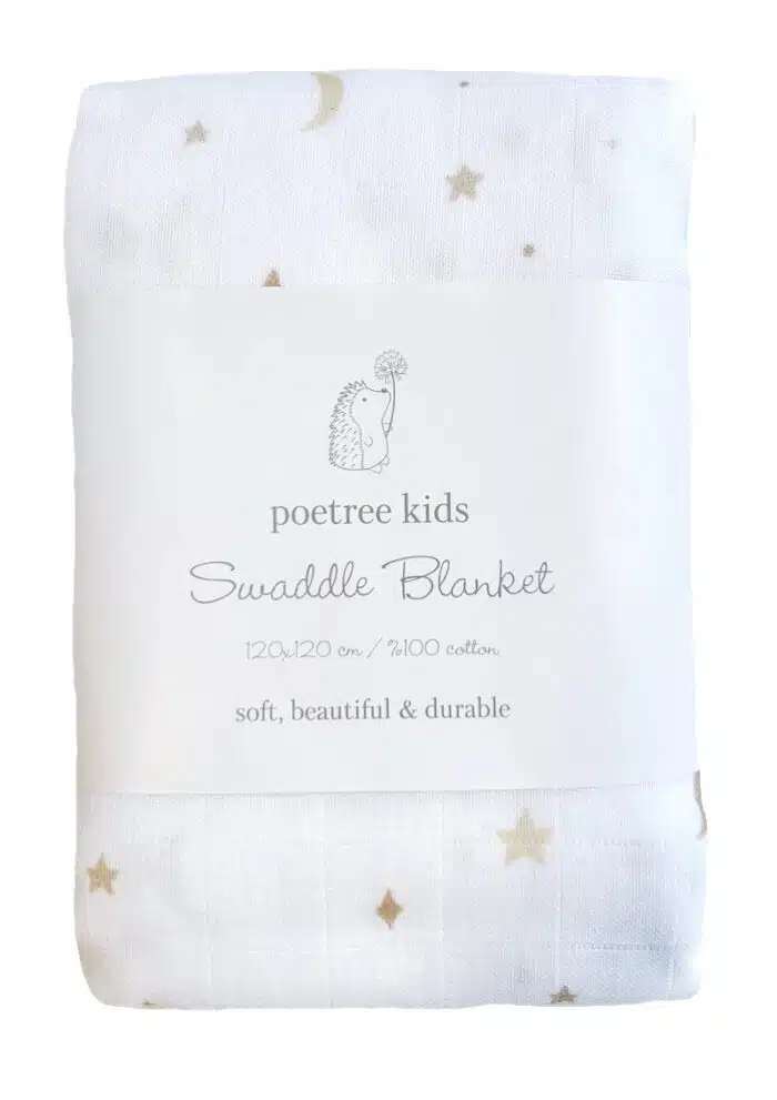 Poetree swaddle 120x120cm moons en stars