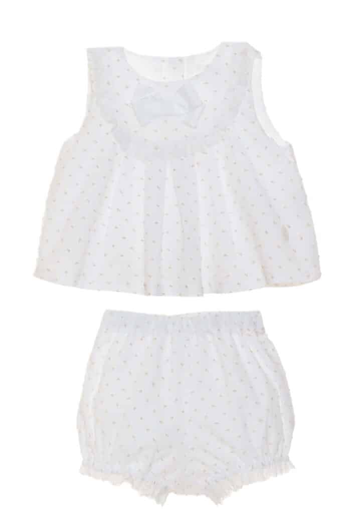 SALE Patachou setje met stipjes wit/beige