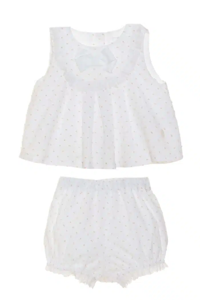 SALE Patachou setje met stipjes wit/beige