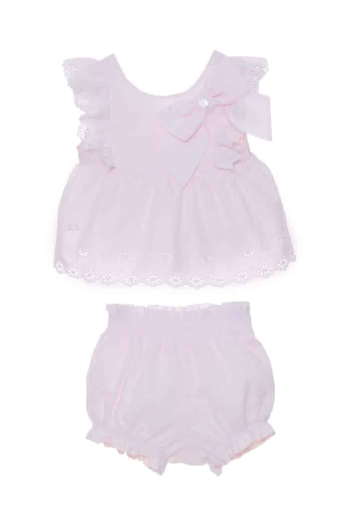 SALE Patachou setje met broderie en strik roze