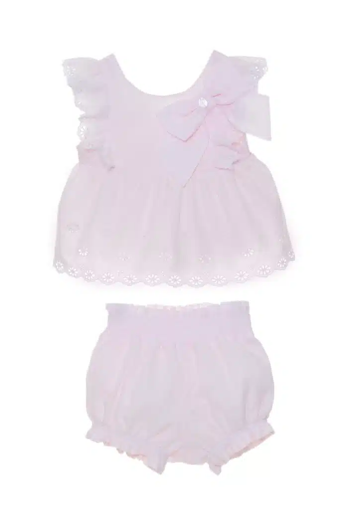 SALE Patachou setje met broderie en strik roze