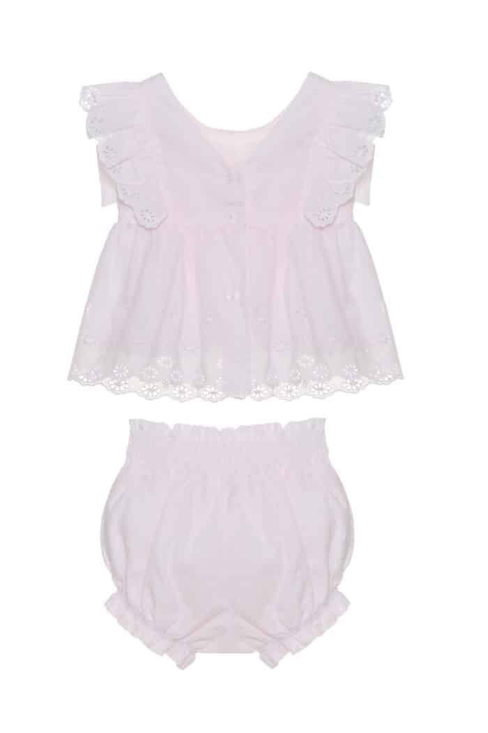 SALE Patachou setje met broderie en strik roze - Afbeelding 3