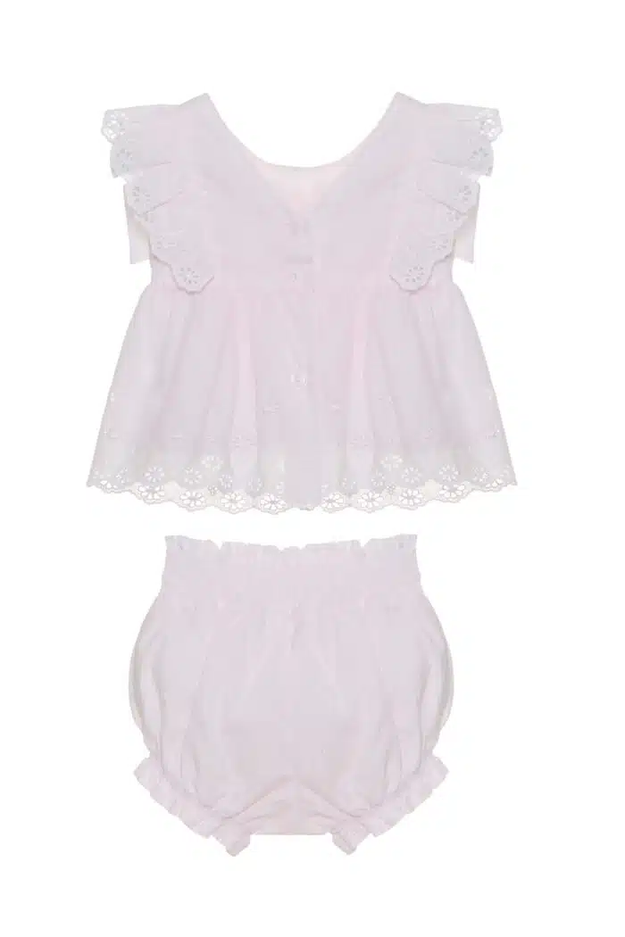 SALE Patachou setje met broderie en strik roze - Afbeelding 3