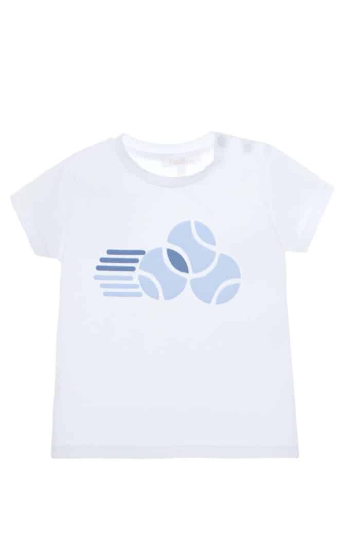 Patachou t-shirt met tennisbal wit/blauw