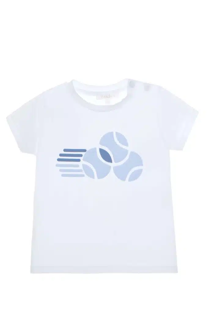 Patachou t-shirt met tennisbal wit/blauw