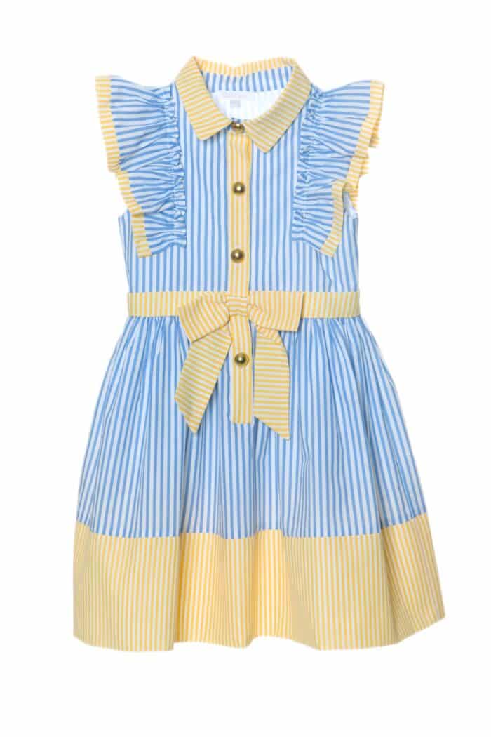 Patachou jurk met streep blauw/geel