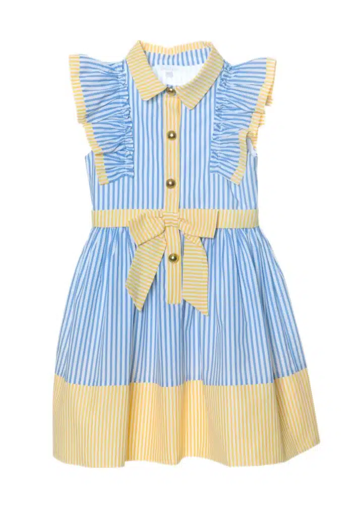 Patachou jurk met streep blauw/geel