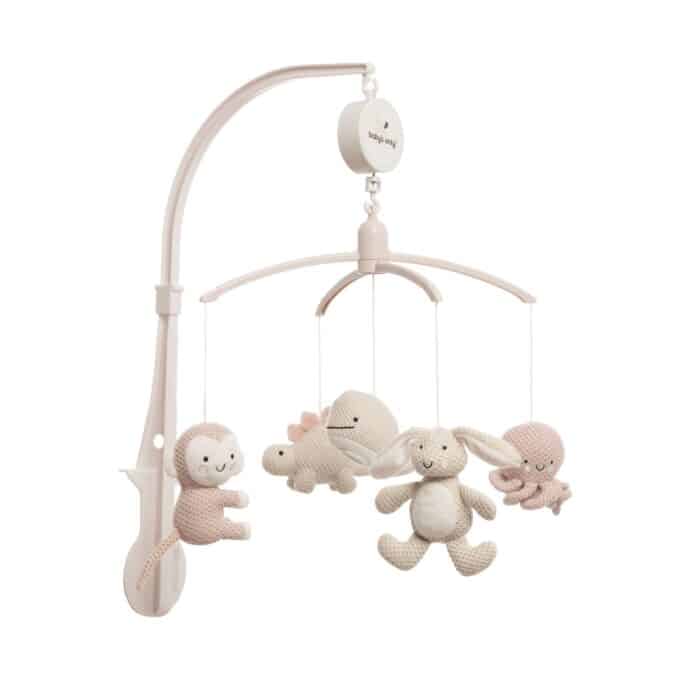 Baby's only muziekmobiel Animals oudroze/warm linen