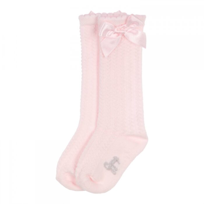 Gymp hoge sokken met strik vieux roze