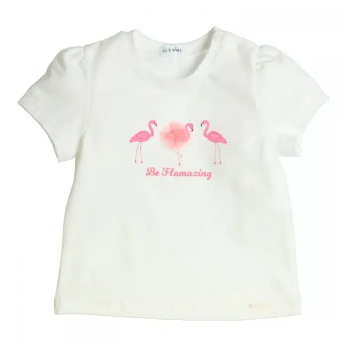 Gymp t-shirt flamingo creme/neon roze