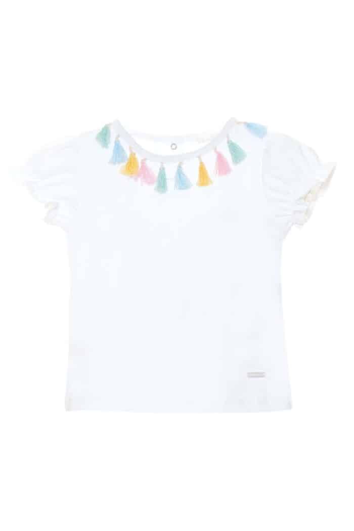 SALE Patachou t-shirt met kwastjes wit/multicolour