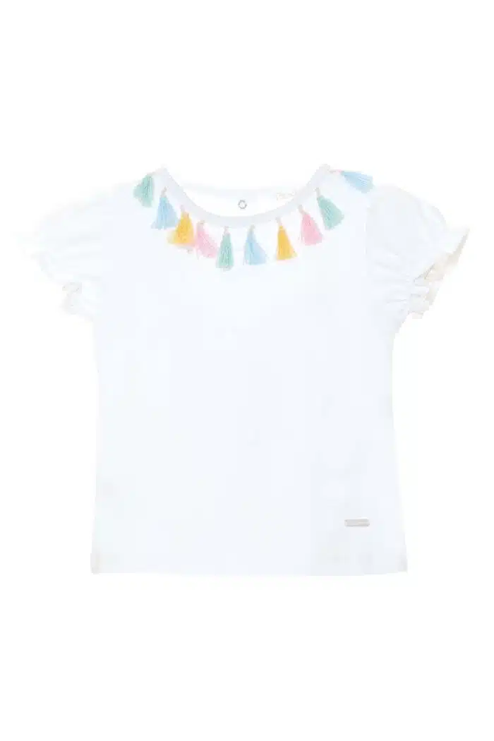SALE Patachou t-shirt met kwastjes wit/multicolour