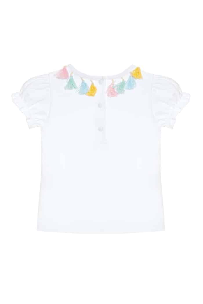 SALE Patachou t-shirt met kwastjes wit/multicolour - Afbeelding 3