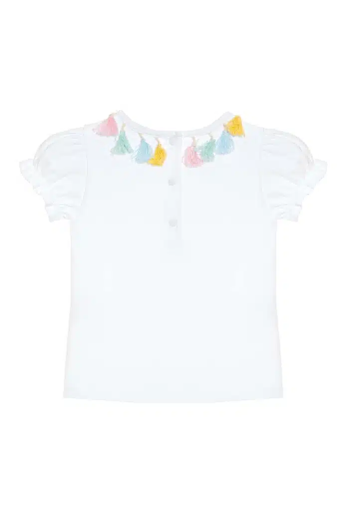 SALE Patachou t-shirt met kwastjes wit/multicolour - Afbeelding 3
