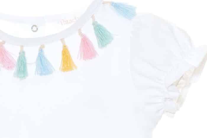 SALE Patachou t-shirt met kwastjes wit/multicolour - Afbeelding 2