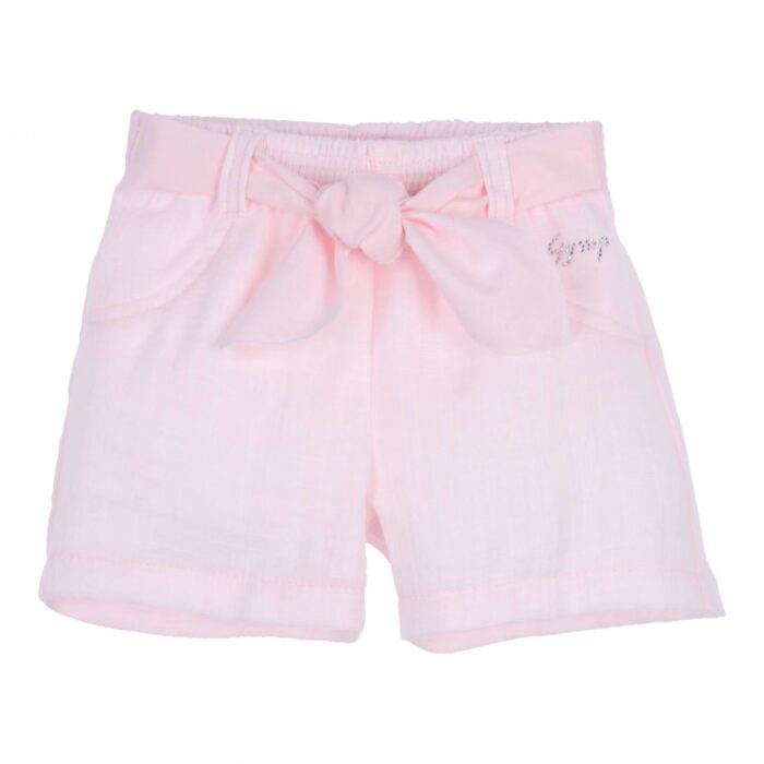 Gymp short met strik roze/linnen
