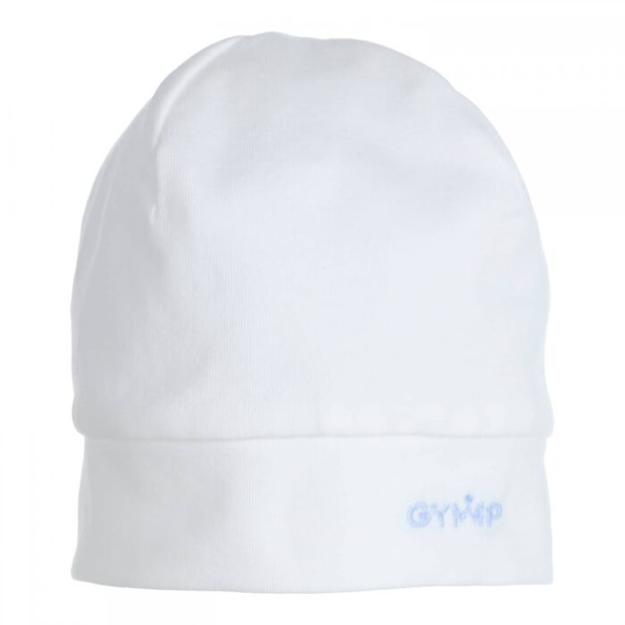 Gymp baby mutsje wit/lichtblauw