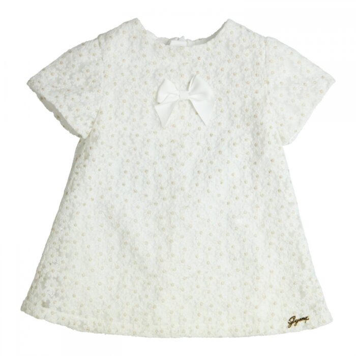 Gymp jurkje geborduurd creme/goud