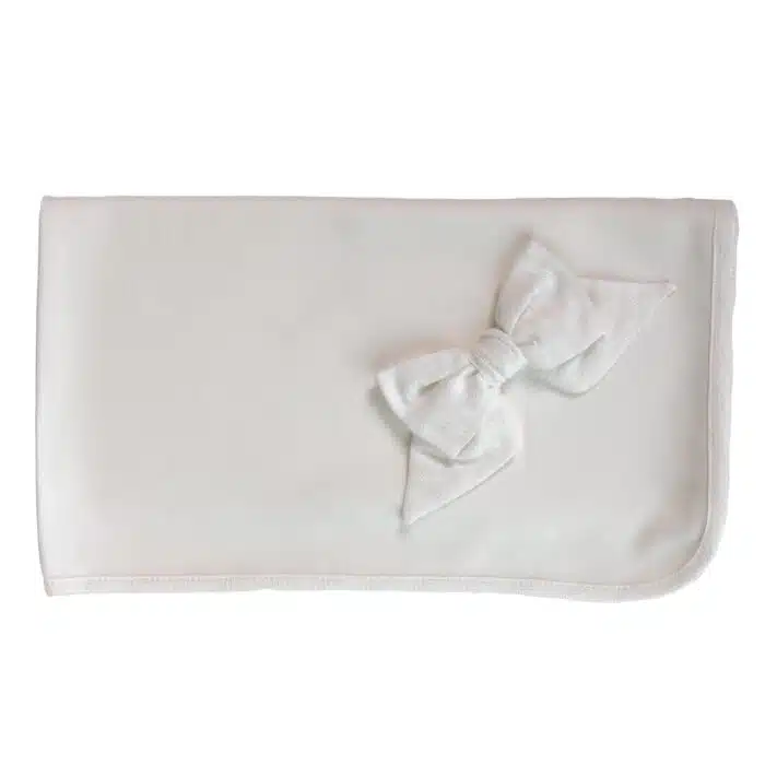 SALE Baby gi doekje pure met strik ivory