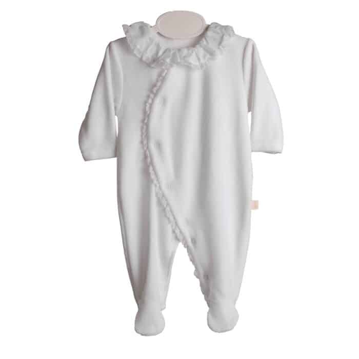 Baby gi boxpak velours met roezel wit