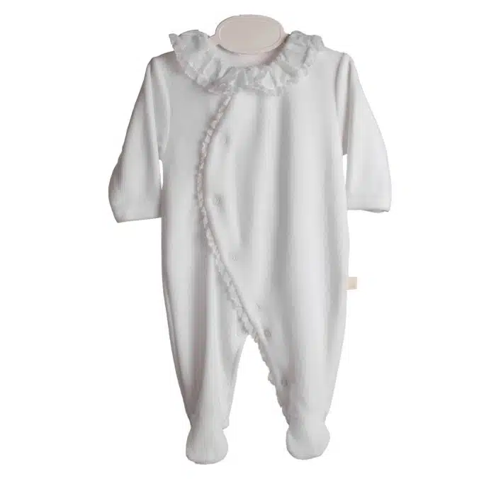 Baby gi boxpak velours met roezel wit